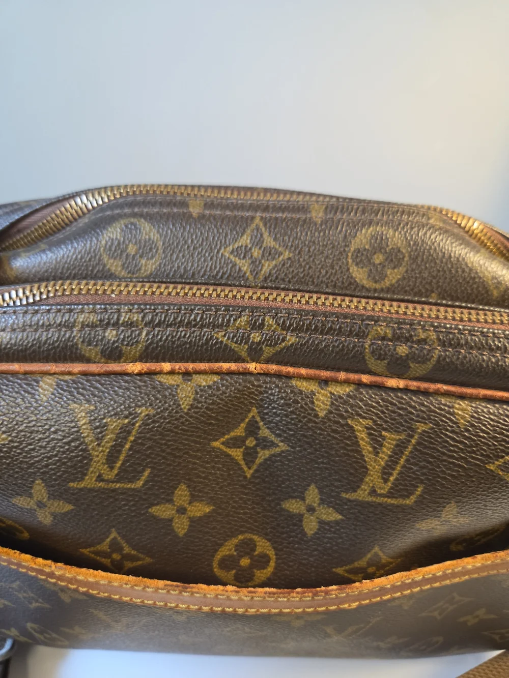 Louis Vuitton Brown Monogram Canvas Messenger Bag with Tan Accents